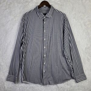 3XL Bugatchi Uomo Oohcotton Tech Striped‎ Button Down Shirt 8 Way Stretch